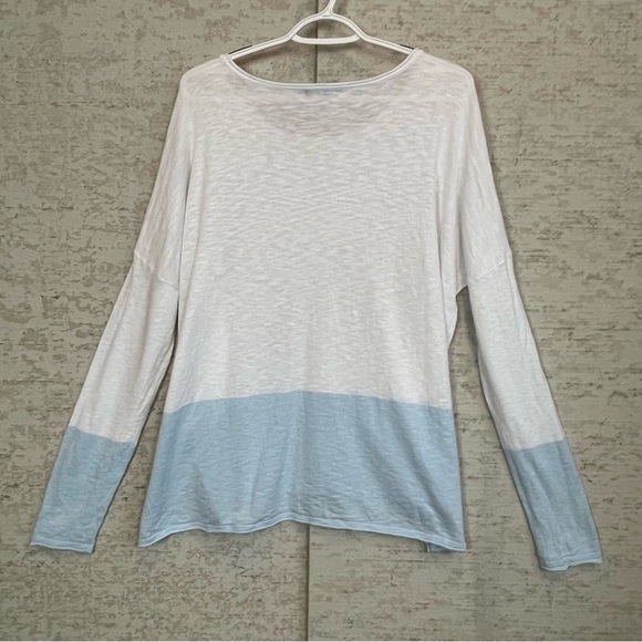 Vince. Womens Long Sleeve Drop Shoulder Top White Blue Fade Boho Beach - Picture 8 of 15